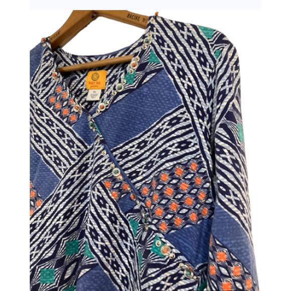 Azure Blue EMBELLISHED Blouse - Ruby Rd. Petite - Picture 4 of 9